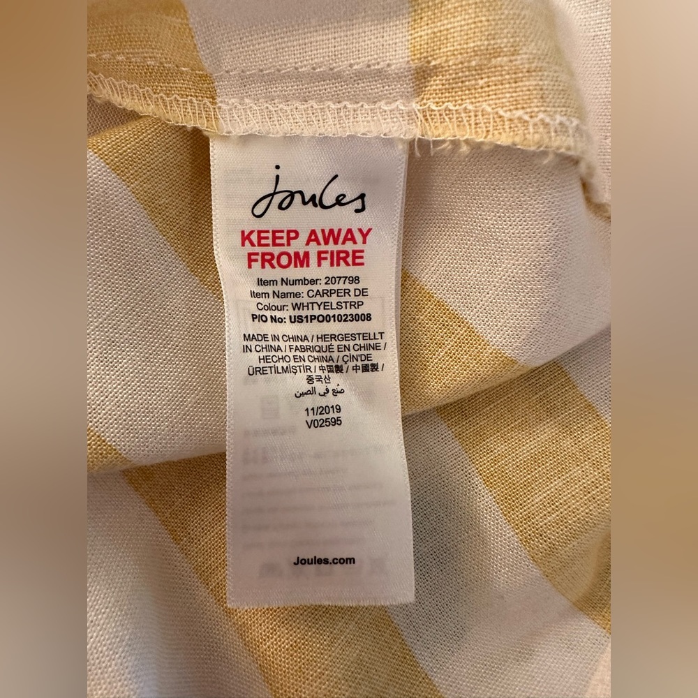 Joules Linen Blend Camisole Blouse - Yellow & White - Picture 7 of 8
